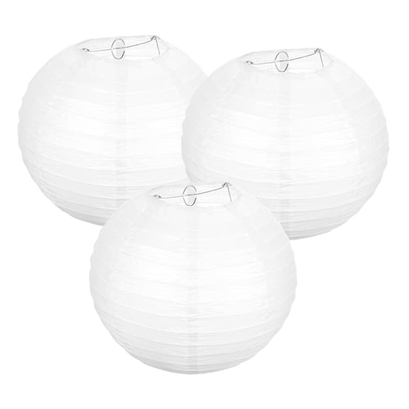 Uxcell Round Paper Lanterns, Decorative Hanging Lanterns Lamp Party Decorations for Birthday Wedding Home White 8 in