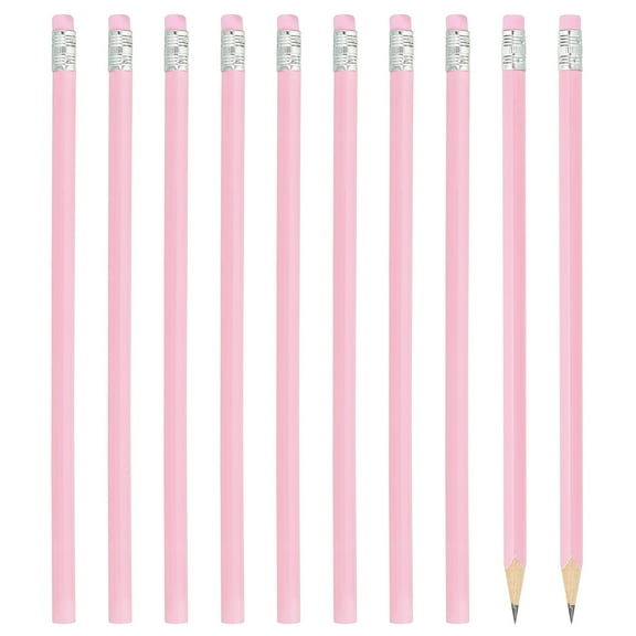 Uxcell Round Pencils HB Graphite Pencils with Eraser Wood Pencils Light Pink