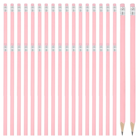 Uxcell Round Pencils, 36 Pack Triangle HB Graphite Pencil with Eraser, Pink