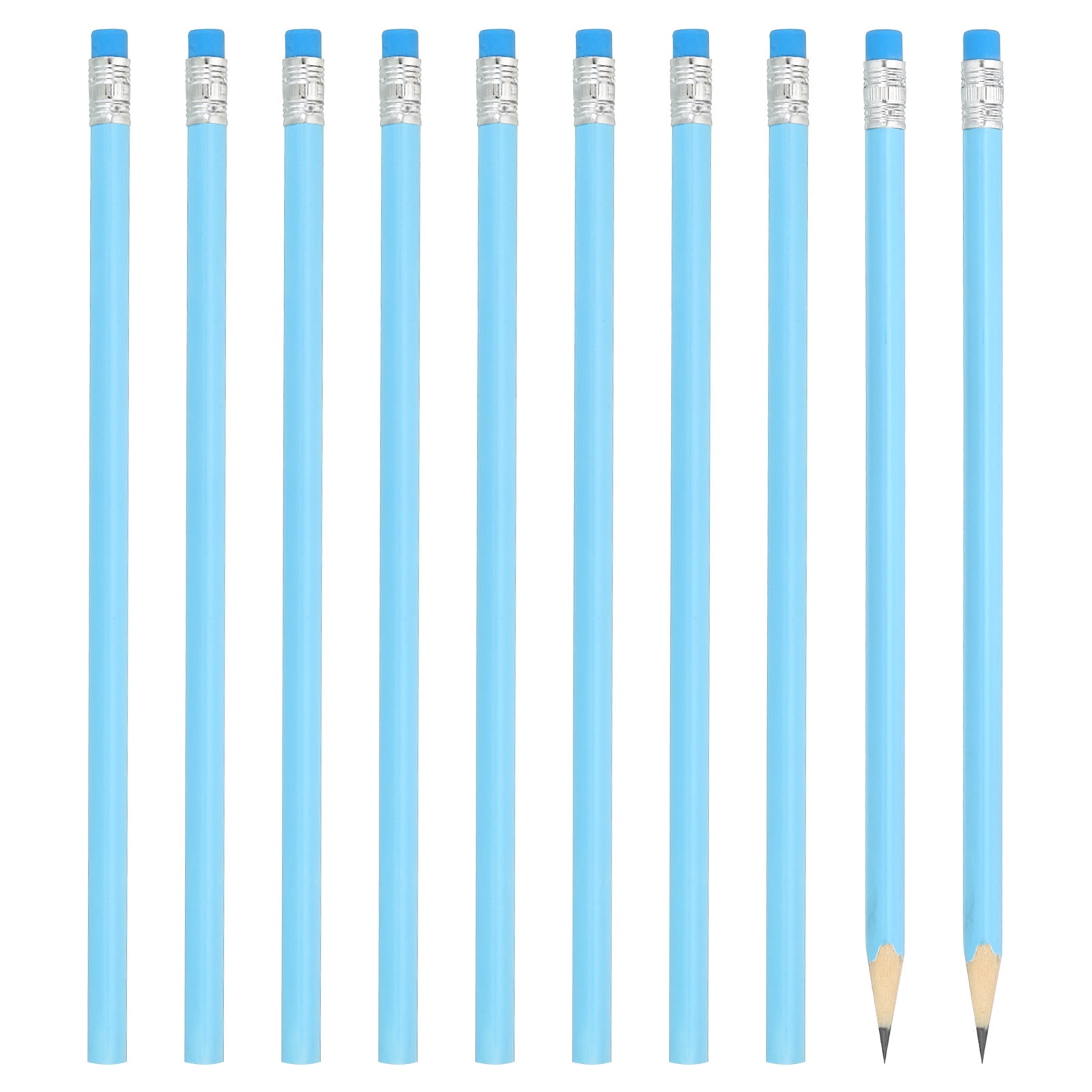 Uxcell Round Pencils, 48 Pack HB Graphite Pencils with Eraser Wood Pencils Cute Pencil for Classroom, Blue
