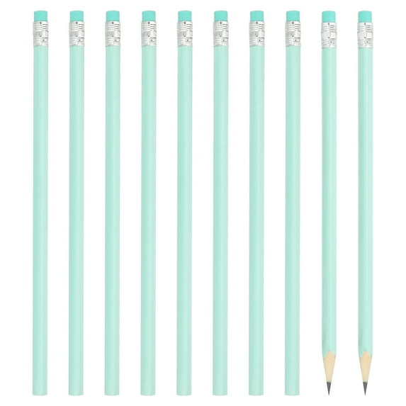 Uxcell Round Pencils, 48 Pack HB Graphite Pencils with Eraser Wood Pencils Cute Pencil for Classroom, Light Green