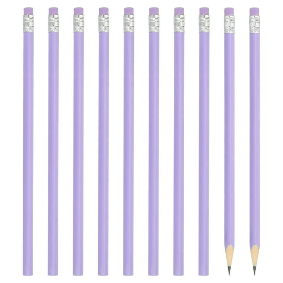 Uxcell Round Pencils, 48 Pack HB Graphite Pencils with Eraser Wood Pencils Cute Pencil for Classroom, Purple