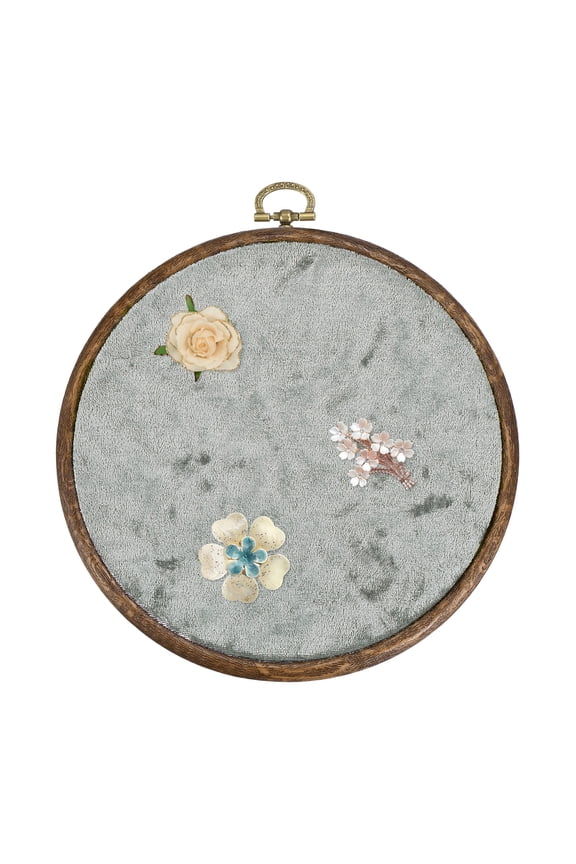 Round Pin Display Board, 7" Velvet Wall Hanging Brooch Jewelry Display Stand Storage Holder for Enamel Pins Badges Brooches Jewelry Collection, Silver Gray