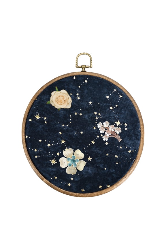Round Pin Display Board, 8.3" Velvet Wall Hanging Brooch Jewelry Display Stand Storage Holder for Enamel Pins Badges Brooches Jewelry Collection, Star Navy Blue
