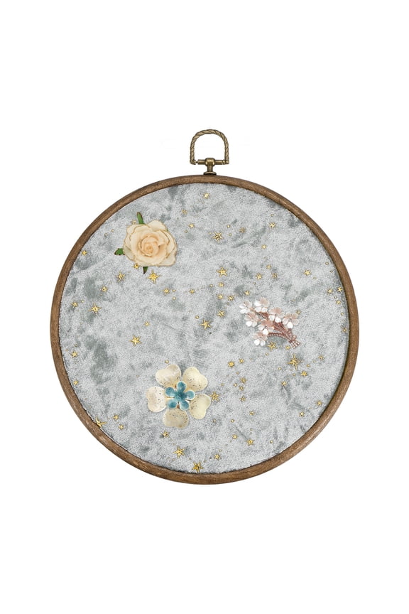 Round Pin Display Board, 8.3" Velvet Wall Hanging Brooch Jewelry Display Stand Storage Holder for Enamel Pins Badges Brooches Jewelry Collection, Star Silver Gray