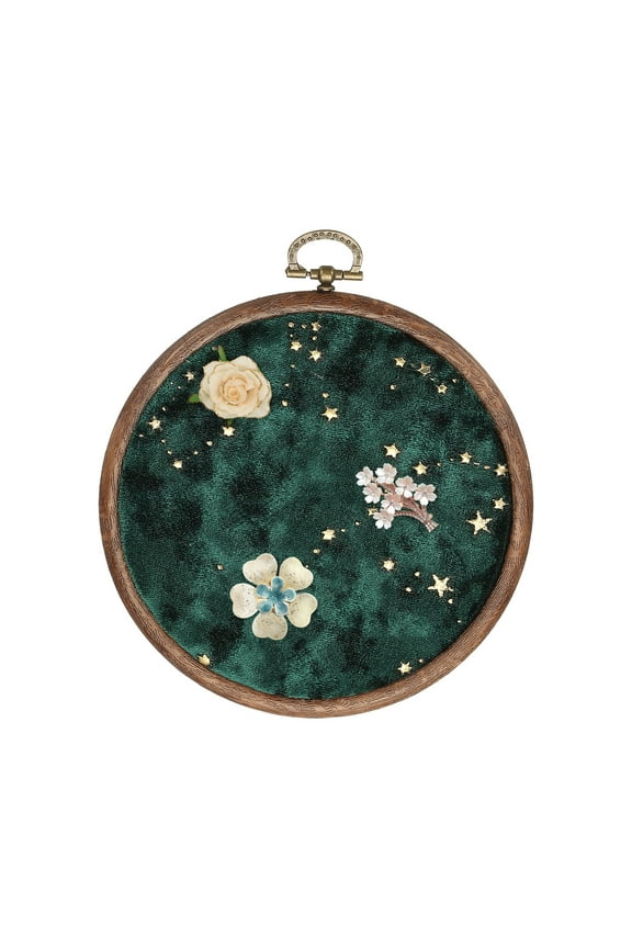 Round Pin Display Board Velvet Wall Hanging Brooch Jewelry Display Stand Storage Holder Star Moon Dark Green