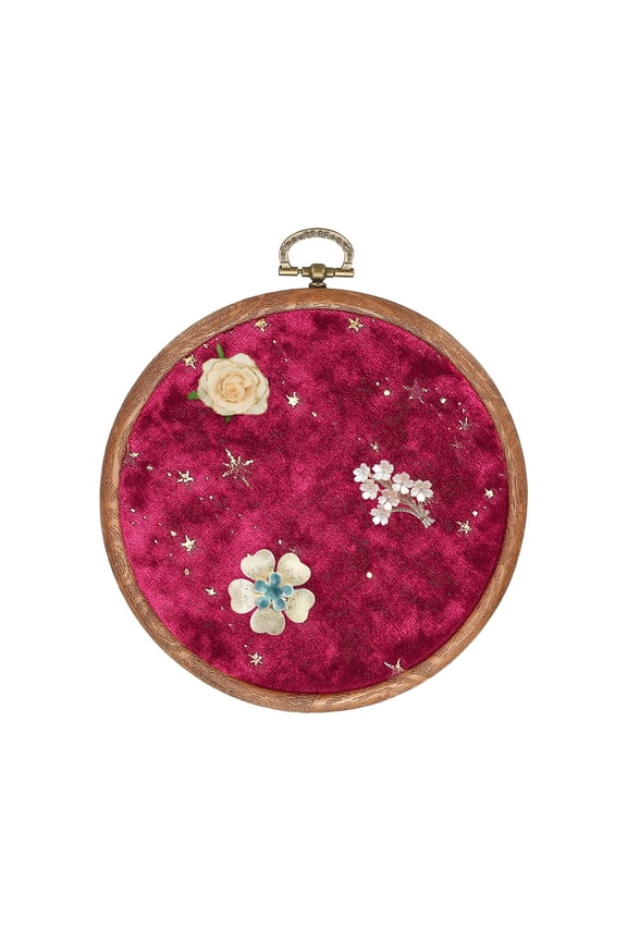 Round Pin Display Board, 5.3" Velvet Wall Hanging Brooch Jewelry Display Stand Storage Holder for Enamel Pins Badges Brooches Jewelry Collection, Star & Moon, Wine Red