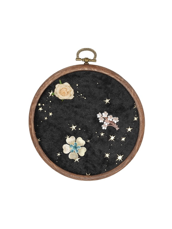 Round Pin Display Board, 5.3" Velvet Wall Hanging Brooch Jewelry Display Stand Storage Holder for Enamel Pins Badges Brooches Jewelry Collection, Star & Moon, Black
