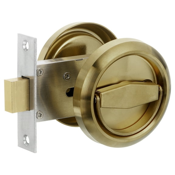 Uxcell Round Recessed Door Lock Stainless Steel 304 Hidden Recessed Invisible Handle, Brass