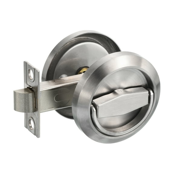 Uxcell Round Recessed Door Lock Stainless Steel 304 Hidden Recessed Invisible Handle Silver