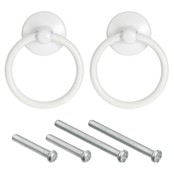 Uxcell Round Ring Pulls, 2Pcs Drawers Knobs White Circle Drawer Handles Single Hole for Dresser Cupboard Wardrobe