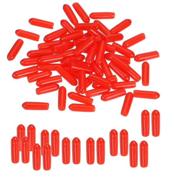 Uxcell Round Rubber End Caps Rubber Bolt Covers Caps Vinyl Rubber Flexible Screw Thread Protectors for Metal Tube Rod Bolts 3.5mm 100