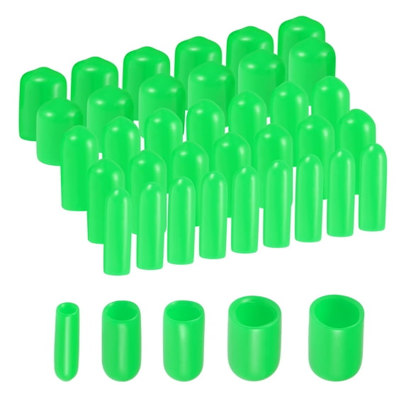 Uxcell Round Rubber End Caps Vinyl Cover Screw Thread Protector Assortment Kits Green 50pcs