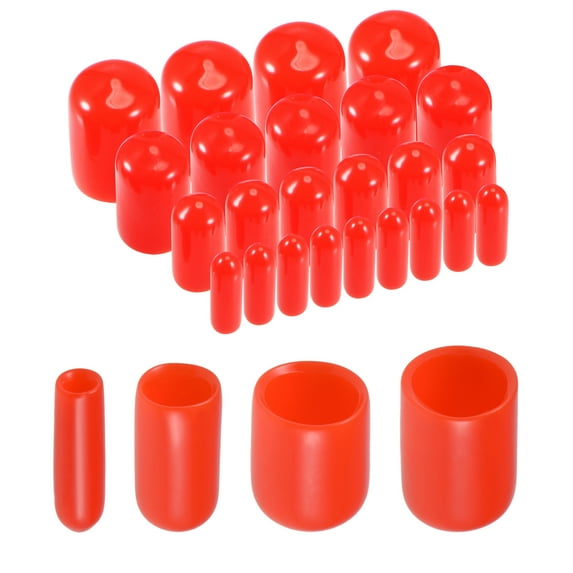 Uxcell Round Rubber End Caps Vinyl Cover Screw Thread Protectors Assortment Kit Red