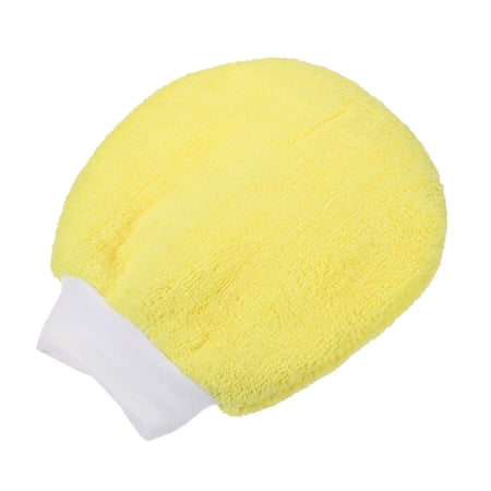 Uxcell Round Scratch Free Dusting Gloves Microfiber Wash Mitt, Yellow