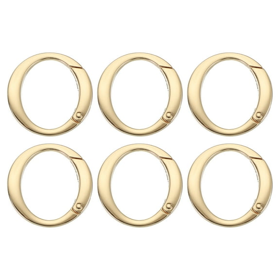 Uxcell Round Shaped Spring Snap Keychain Clip, 6 Pcs Metal Trigger Keychain Hook for Purses Wallet Belts Hardware Light Gold 39 mm