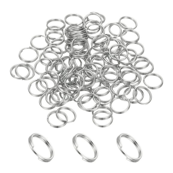 Uxcell Round Split Ring 100 Pcs 0.39 inch x 0.8 mm Small Split Rings with Double Loops Metal Small Key Circle Silver