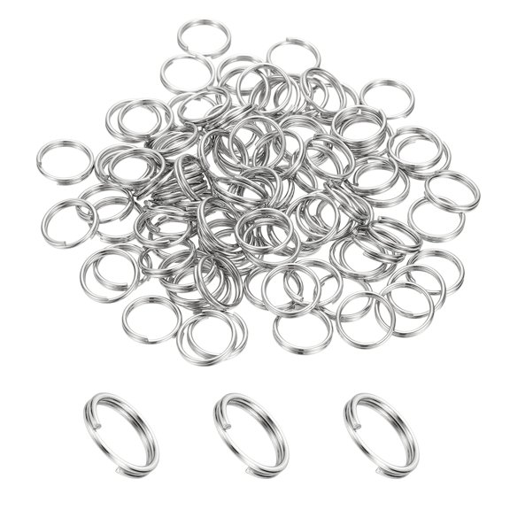 Uxcell Round Split Ring 100 Pcs 0.47 inch x 1 mm Small Split Rings with Double Loops Metal Small Key Circle Silver