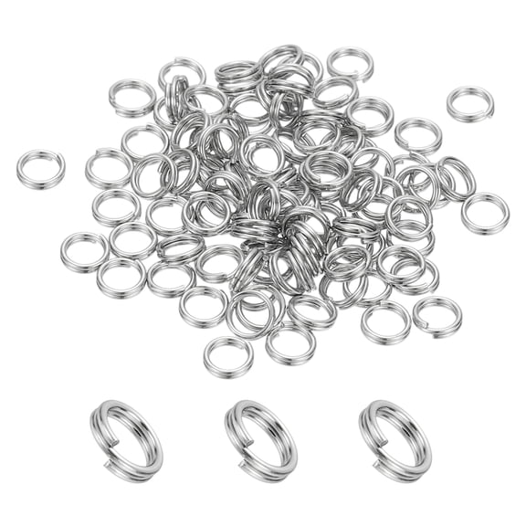 Uxcell Round Split Ring 100 Pcs 0.16 inch x 0.5 mm Small Split Rings with Double Loops Metal Small Key Circle Silver