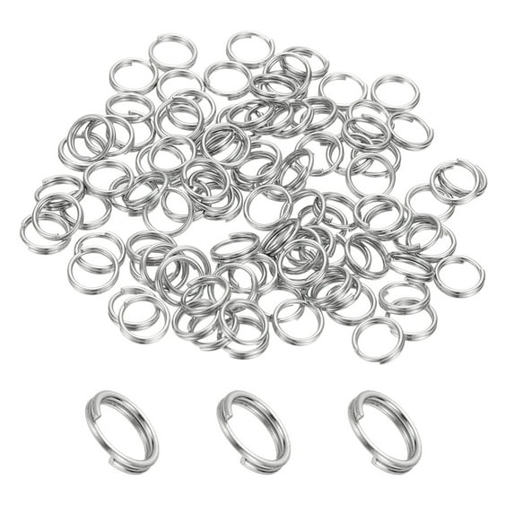 Uxcell Round Split Ring 100 Pcs 0.24 inch x 0.6 mm Small Split Rings with Double Loops Metal Small Key Circle Silver