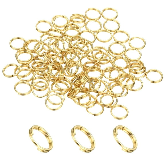 Uxcell Round Split Ring, Small Split Rings with Double Loops Metal Small Key Circles for Key Chains Jewelry Making 7 x 0.6 mm