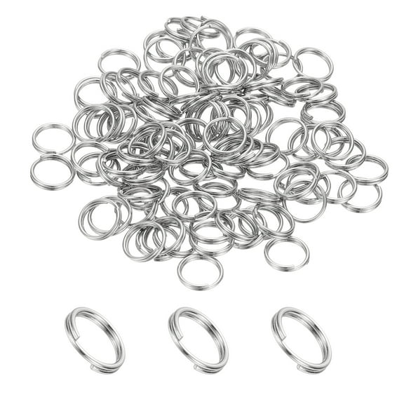 Uxcell Round Split Ring 100 Pcs 0.31 inch x 0.7 mm Small Split Rings with Double Loops Metal Small Key Circle Silver