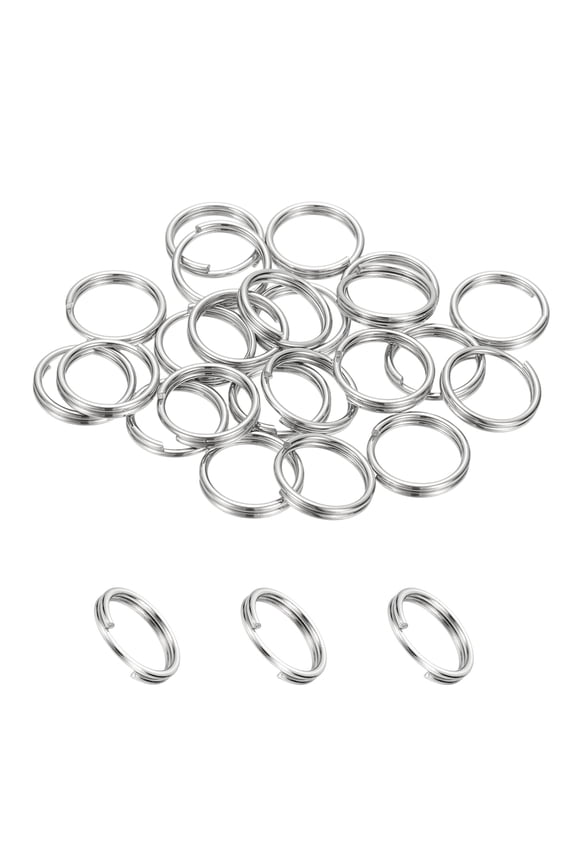 Round Split Ring, Small Split Rings with Double Loops Metal Small Key Circle for Key Chains Jewelry Making 12 x 1 mm