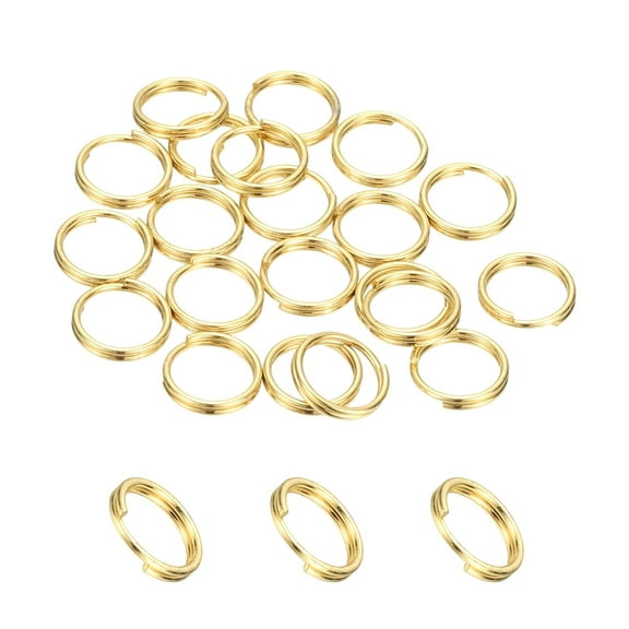 Uxcell Round Split Ring, Small Split Rings with Double Loops Metal Small Key Circle for Key Chain Jewelry Making 7 x 0.6 mm