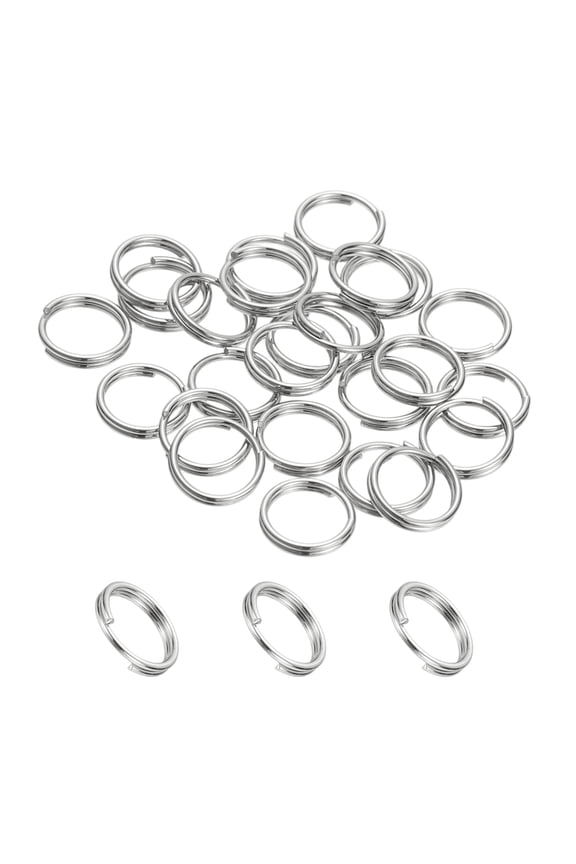 Round Split Ring, Small Split Rings with Double Loops Metal Small Key Circle for Key Chains Jewelry Making 7 x 0.6 mm