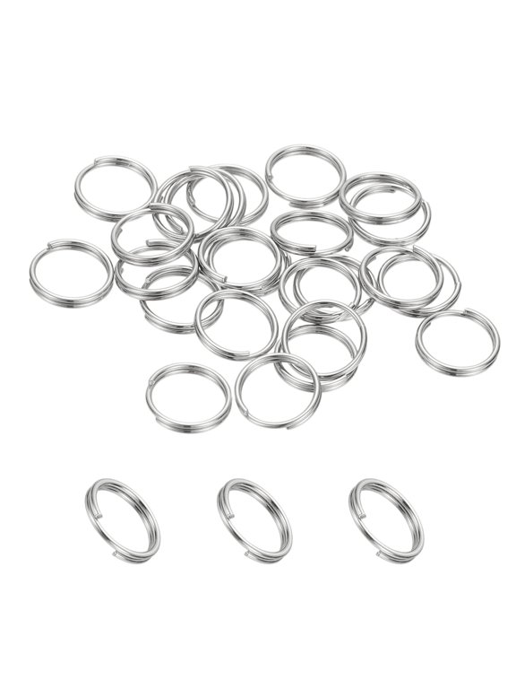 Round Split Ring, Small Split Rings with Double Loops Metal Small Key Circle for Key Chains Jewelry Making 8 x 0.6 mm