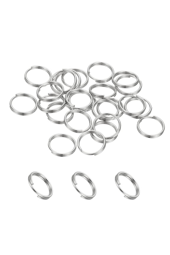 Round Split Ring, Small Split Rings with Double Loops Metal Small Key Circle for Key Chains Jewelry Making 8 x 0.6 mm