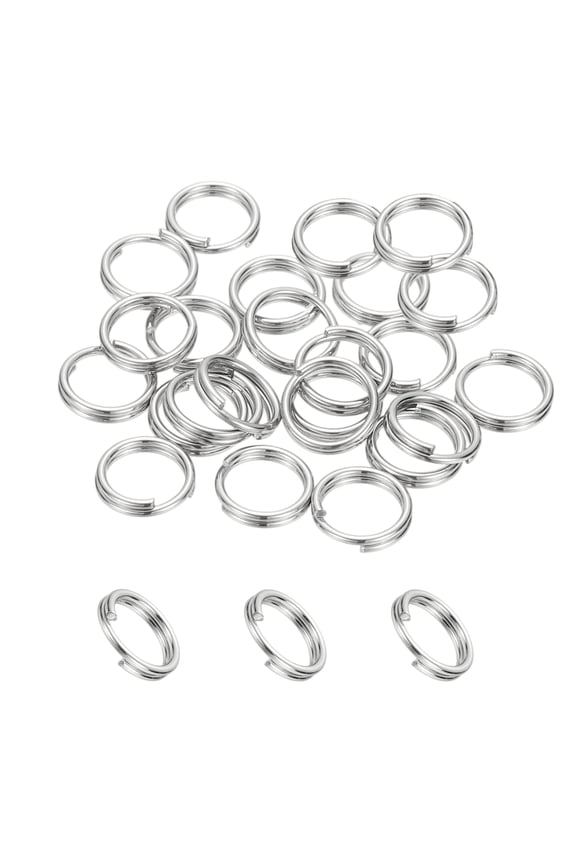 Round Split Ring, Small Split Rings with Double Loops Metal Small Key Circle for Key Chains Jewelry Making 8 x 0.8 mm