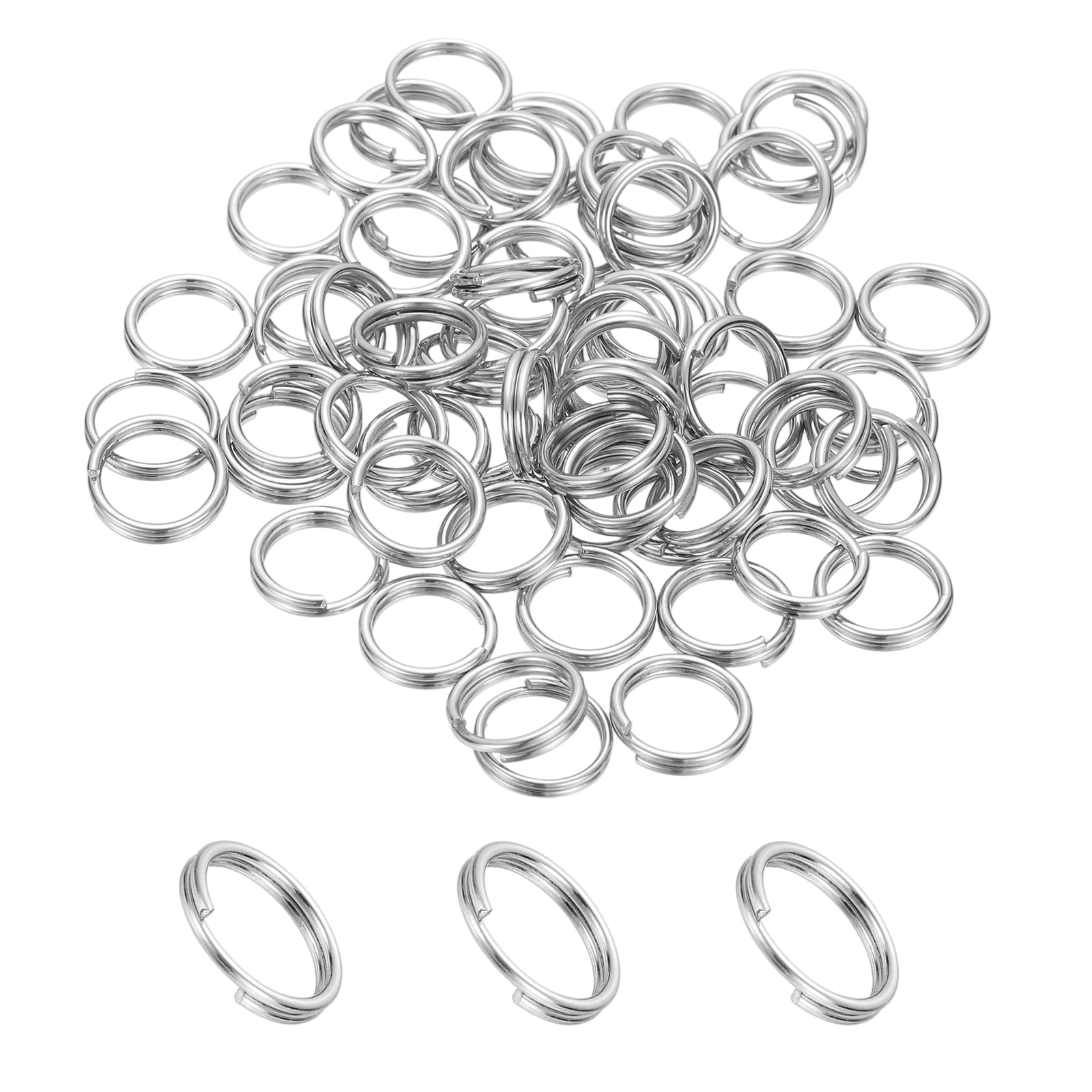 Uxcell Round Split Ring, Small Split Rings with Double Loops Metal ...