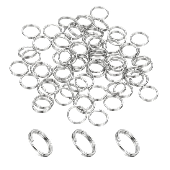 Uxcell Round Split Ring, Small Split Rings with Double Loops Metal Small Key Circle for Key Chains Jewelry Makings 7 x 0.6 mm