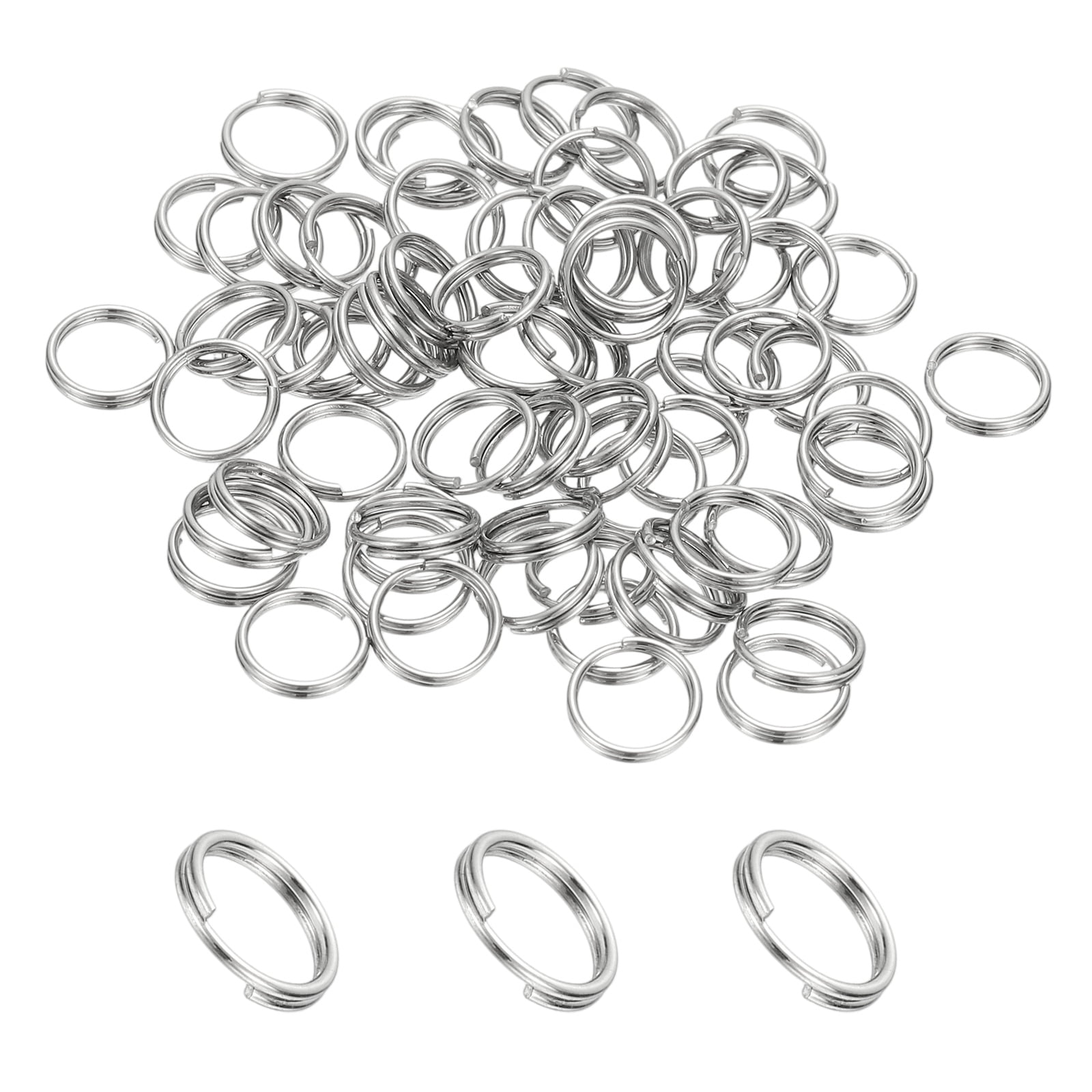 Uxcell Round Split Ring, Small Split Rings with Double Loops Metal ...