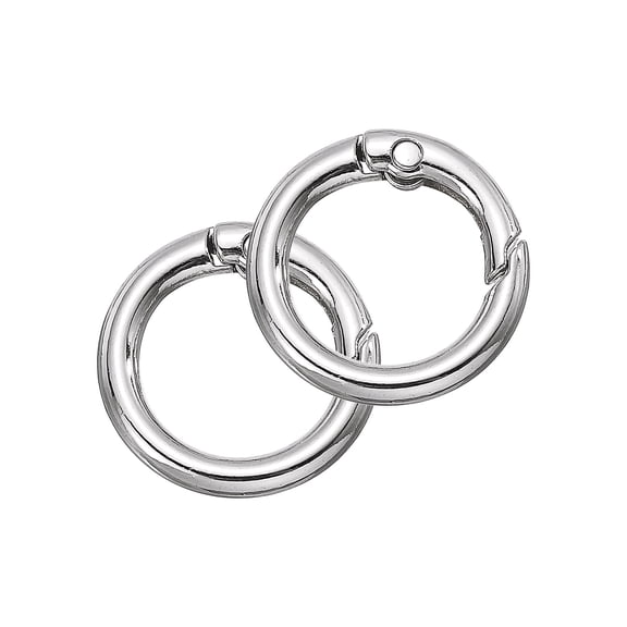 Uxcell Round Spring O Rings, 2Pcs 0.9 Inch OD Trigger Buckle Snap Clips for Bags, Purses, Keyrings, Silver Tone