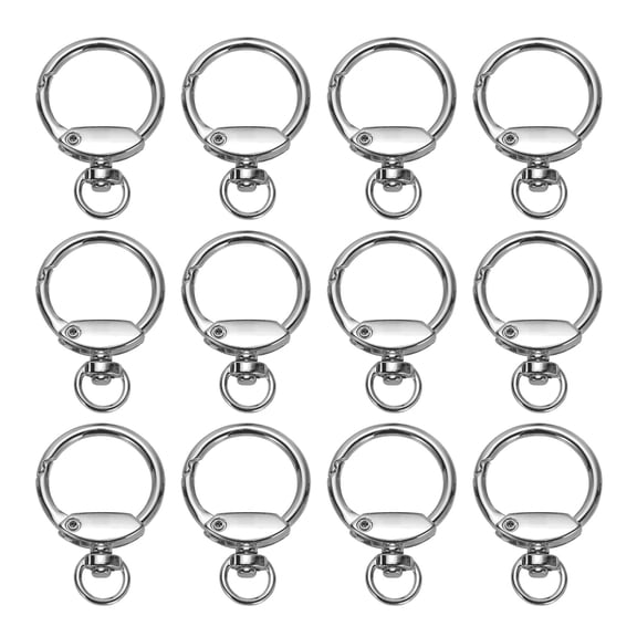 Uxcell Round Spring Snap Hooks, 12 Pcs Spring Trigger O Rings Buckle for Purse Handbag DIY, Silver