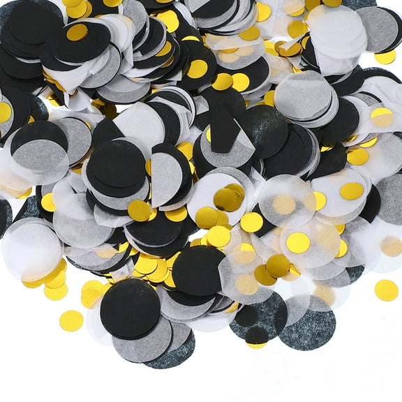 Uxcell Round Tissue Paper Confetti 3 Inch, Table Wedding Confetti Circle Dots(1.76 oz),Black/White/Gold