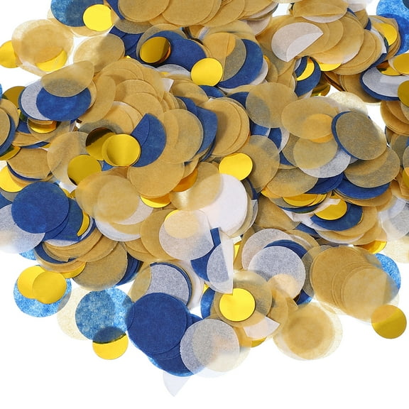 Uxcell Round Tissue Paper Confetti 4 Inch, Table Wedding Confetti Circle Dots(1.76 oz),White/Blue/Gold