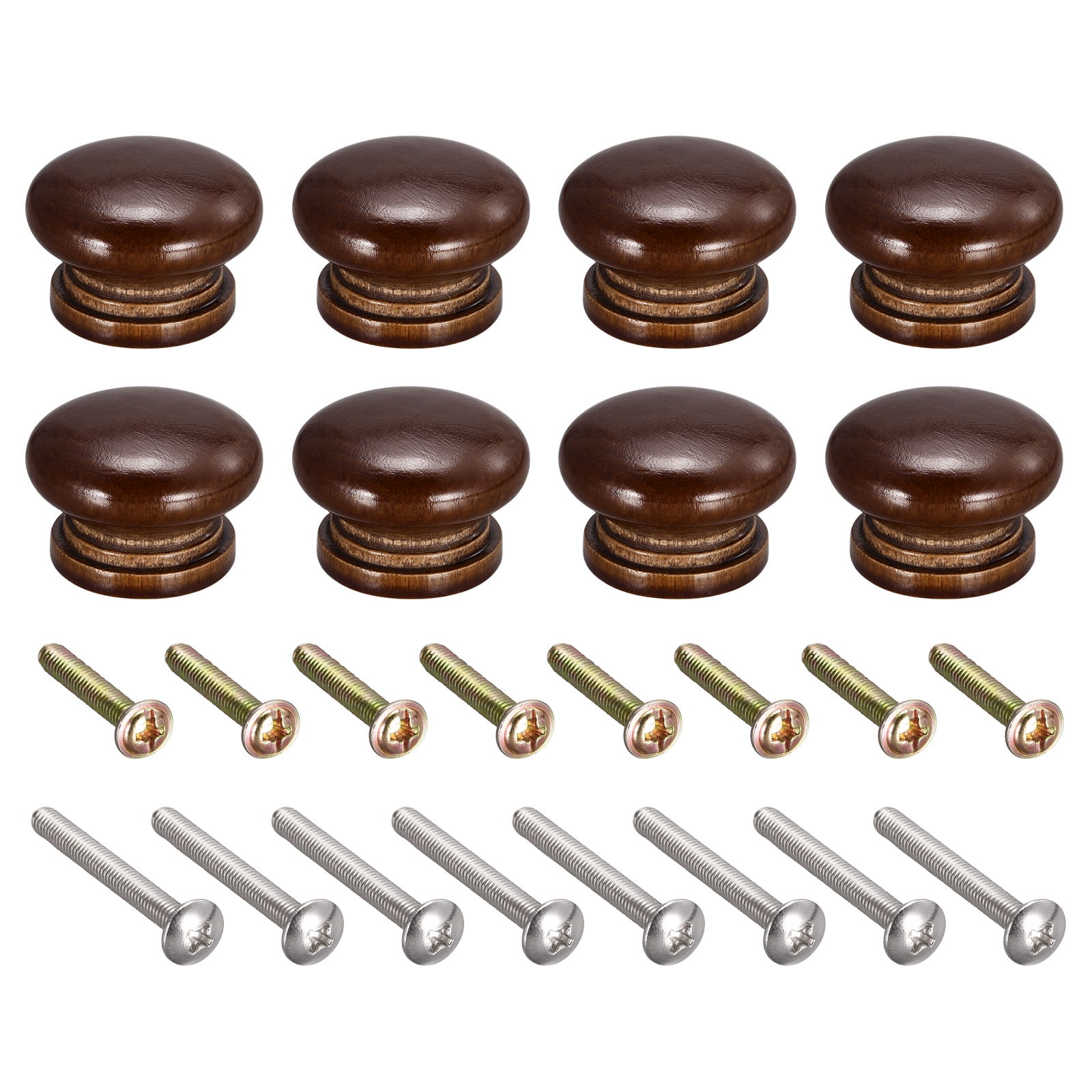 Uxcell Round Wood Knobs, 33x23mm Pull Handles for Drawer with Screws