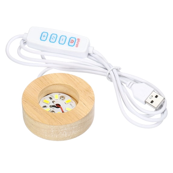 Uxcell Round Wooden 2.36" 3-Colors Light Dimmable Display Base Stand LED Light Wood