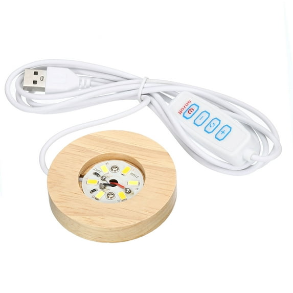 Uxcell Round Wooden 2.56" 3-Colors Light Dimmable Display Base Stand LED Light Wood