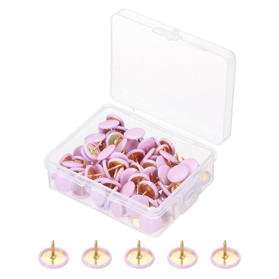 Uxcell Roundness Push Pins, 200 Pcs Thumb Tacks Plastic Decorative Pins for CorkBoard, Picture, DIY for Home, Office, Purple