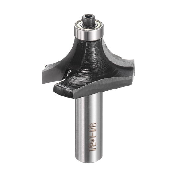 Uxcell Roundover Router Bit 1/2 Shank 9/16" Radius Alloy Steel Tip with Bearing Black