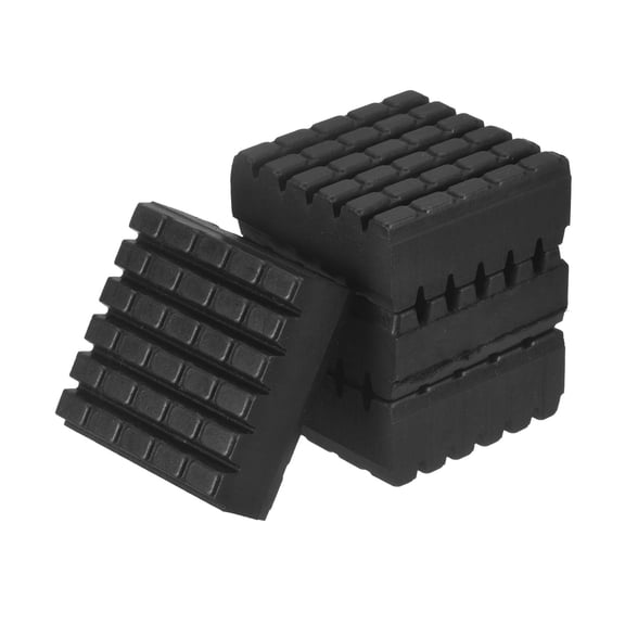 Uxcell Rubber Anti-Vibration Pads 2" x 2" x 4/5", 4 Pcs Solid Vibration Isolation Mats Square Shock Pads Double-Sided Striped Texture for HVAC Air Conditioner Compressors, Black
