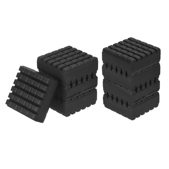 Uxcell Rubber Anti-Vibration Pads 2" x 2" x 4/5", 8 Pcs Solid Vibration Isolation Mats Square Shock Pads Double-Sided Striped Texture for HVAC Air Conditioner Compressors, Black