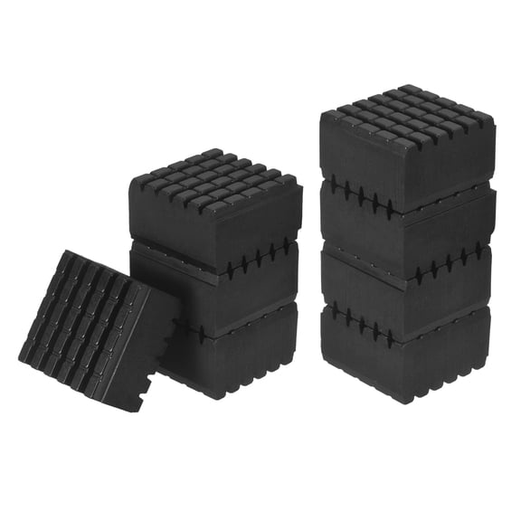 Uxcell Rubber Anti-Vibration Pads 2" x 2" x 6/5", 8 Pcs Solid Vibration Isolation Mats Square Shock Pads Double-Sided Striped Texture for HVAC Air Conditioner Compressors, Black