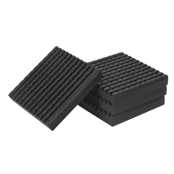 Uxcell Rubber Anti-Vibration Pads 4" x 4" x 4/5", 4 Pcs Solid Vibration Isolation Mats Square Shock Pads One-Sided Striped Texture for HVAC Air Conditioner Compressors, Black