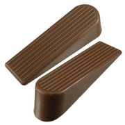 Uxcell Rubber Anti-slip Wedge Door Stopper Doorstops Protector Coffee Color 2 Pack