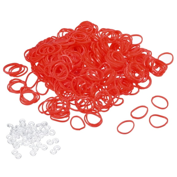 Uxcell Rubber Band Red Stretchable Rubber Elastic Band 0.55inch Dia with S-Clips for Home Office, Pack of 600